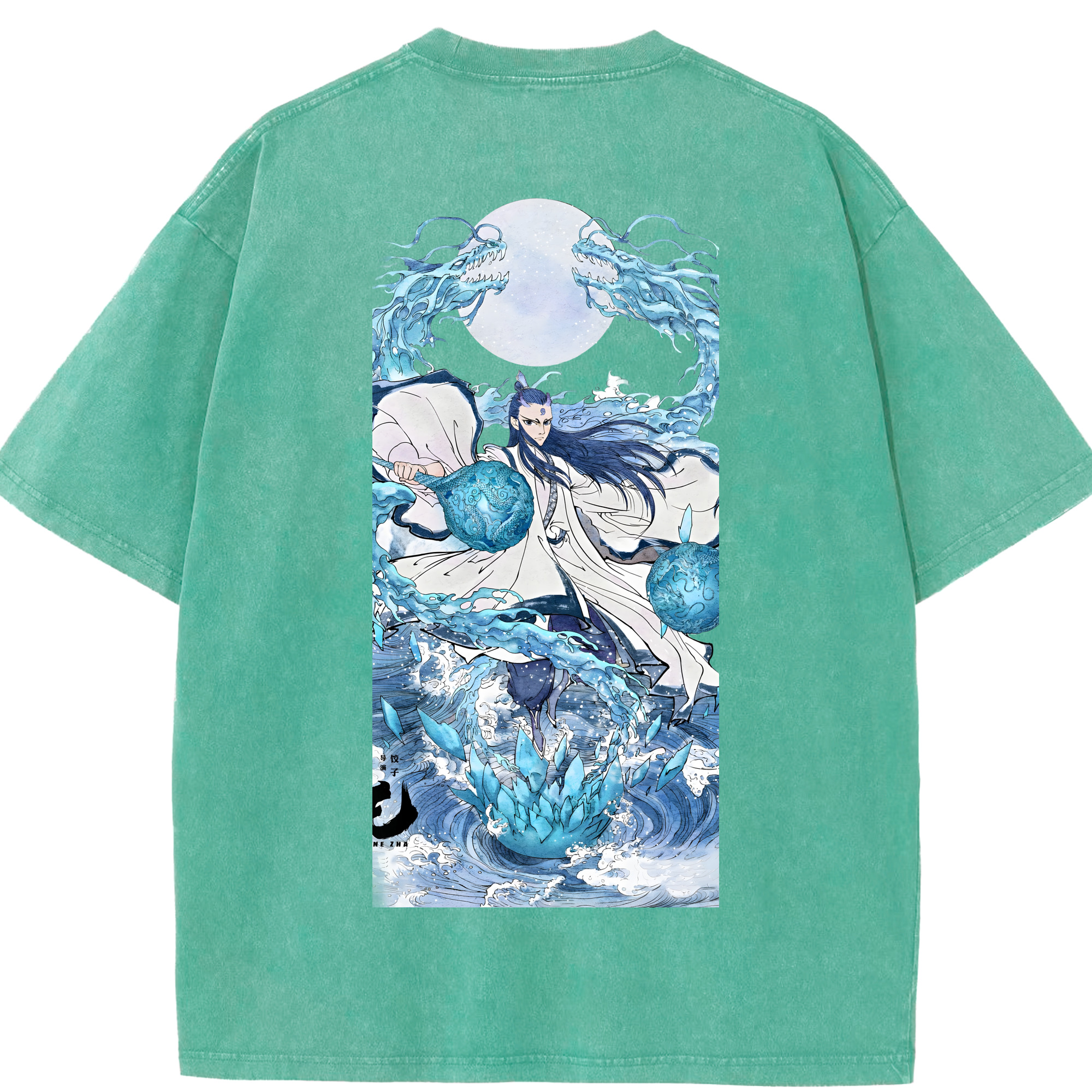 （画像用） Ne Zha 2 ナタ 魔童の大暴れ 綿100% ヴィンテージ風 半袖Tシャツ（背面プリント）